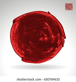 Red brush stroke and texture. Grunge vector abstract hand - painted element. Underline and border design.