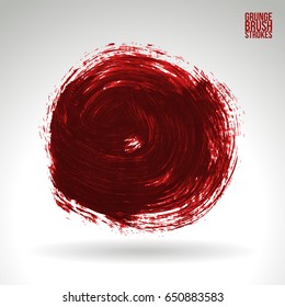 Red brush stroke and texture. Grunge vector abstract hand - painted element. Underline and border design.