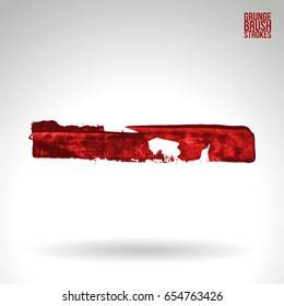 Red brush stroke and texture. Grunge vector abstract hand - painted element. Underline and border design.