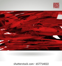 Red brush stroke and texture. Grunge vector abstract hand - painted element. Underline and border design.