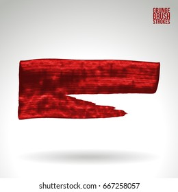 Red brush stroke and texture. Grunge vector abstract hand - painted element. Underline and border design.