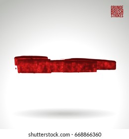 Red brush stroke and texture. Grunge vector abstract hand - painted element. Underline and border design.
