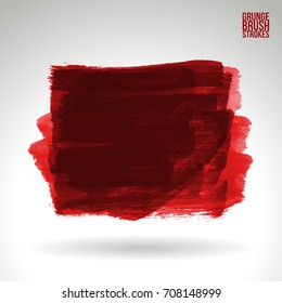 Red brush stroke and texture. Grunge vector abstract hand - painted element. Underline and border design.