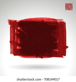 Red brush stroke and texture. Grunge vector abstract hand - painted element. Underline and border design.