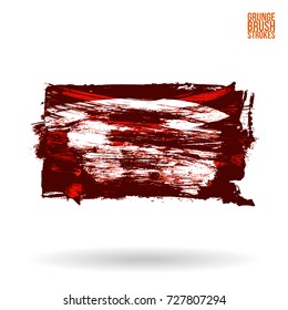 Red brush stroke and texture. Grunge vector abstract hand - painted element. Underline and border design.