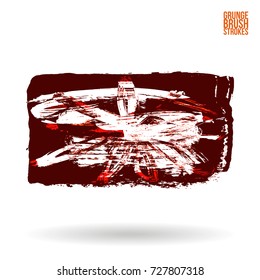 Red brush stroke and texture. Grunge vector abstract hand - painted element. Underline and border design.