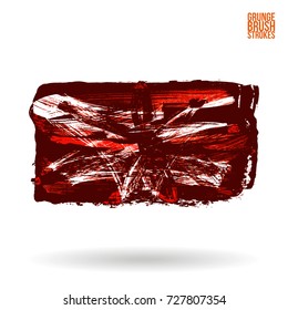 Red brush stroke and texture. Grunge vector abstract hand - painted element. Underline and border design.