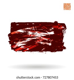 Red brush stroke and texture. Grunge vector abstract hand - painted element. Underline and border design.