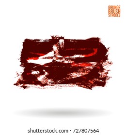Red brush stroke and texture. Grunge vector abstract hand - painted element. Underline and border design.