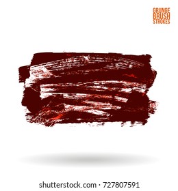 Red brush stroke and texture. Grunge vector abstract hand - painted element. Underline and border design.
