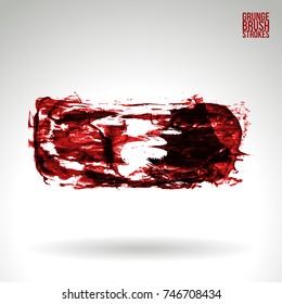 Red brush stroke and texture. Grunge vector abstract hand - painted element. Underline and border design.