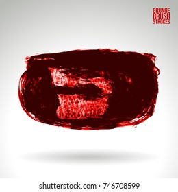 Red brush stroke and texture. Grunge vector abstract hand - painted element. Underline and border design.