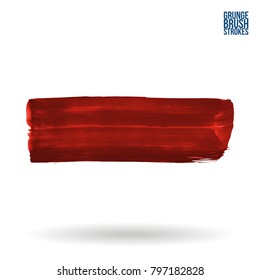 Red brush stroke and texture. Grunge vector abstract hand - painted element. Underline and border design.