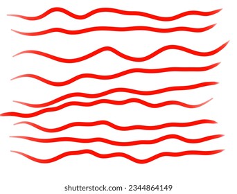 red brush stroke wavy line on white background