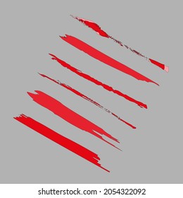 Red brush strokes. Gray background. Design grunge texture. Free hand abstract. Vector illustration. Stock image. EPS 10.