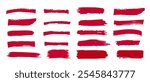 Red brush strokes grunge set. Distress texture banners collection isolated on white background.