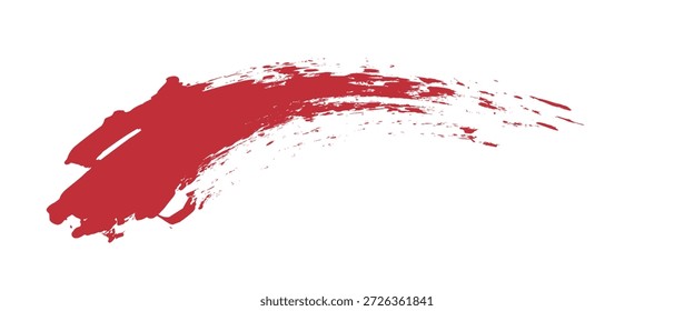 Traçados de Pincel Vermelho isolados em plano de fundo branco. Os traçados de pincel são plano de fundo grunge. Textura do traçado do pincel vetorial. Tinta vermelha, mancha de tinta.