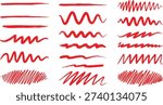 Red Brush Strokes and Lines in Various Styles wavy
