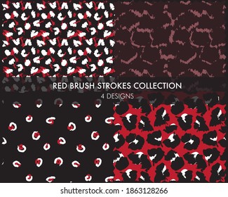 Red Brush strokes pattern collection includes 4 designs for fashion prints, graphics, backgrounds