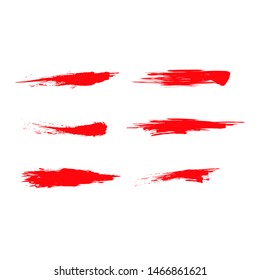 Red Brush Trace Texture Paint Set on a White. Vector illustration of Qualitative Trace Texture Paint