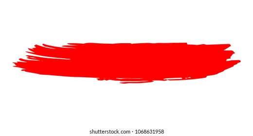 Red Brushes Grunge Paint stripe. Distressed Vector Brush Stroke. Color Modern Textured banner. Dirty Artistic Design Elements. Creative Design Elements. Perfect For Logo, Banner, Icon. 