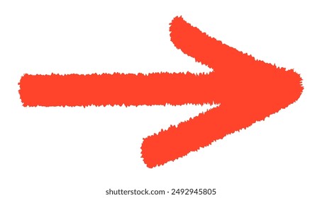 Red brush-styled arrow pointing right. Vector illustration.