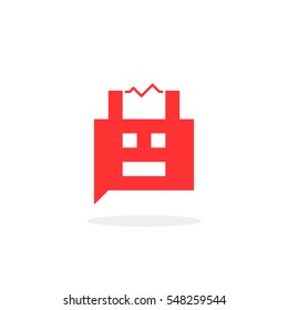 red bubble 8bit chat box. concept of internet irc, interactive, robotic spam, technology, cybernetics, technical support, ai. flat 8 bit style trend modern logotype graphic design on white background