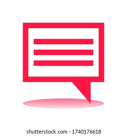 Red Bubble and Box Chat Icon Design with White Bakcground
