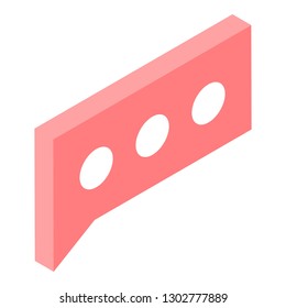 Red bubble chat icon. Isometric of red bubble chat vector icon for web design isolated on white background