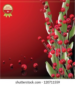 Red bubble christmas decoration, vector illustration