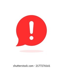 red bubble like urgent or important message. flat trend modern speechbubble sms logotype graphic design web element isolated on white. concept of failure conversation in forum or priority inform