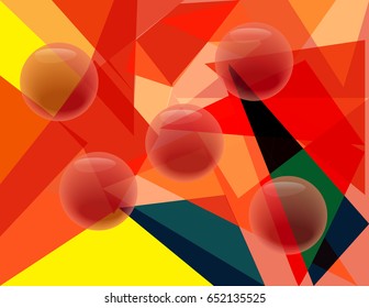 The red bubble on the triangle background.