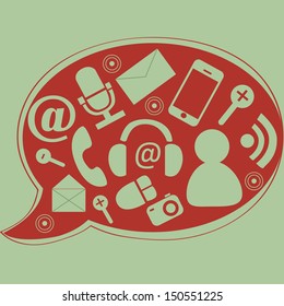 A red bubble which contains wireless apps and devices