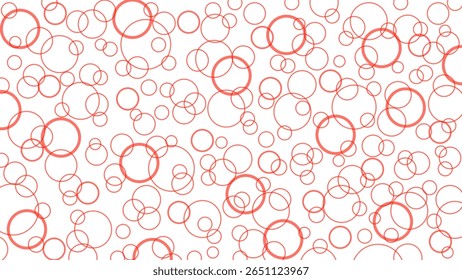 Rode bellen op een witte achtergrond, behang met schijven, cirkels, luchtbellen. Vluchteffect, lichte luchtige tekening.