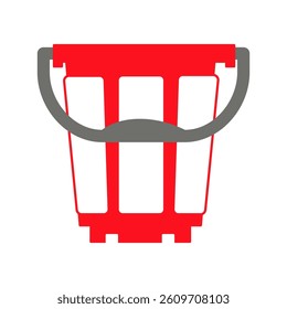Red bucket flat icon illustration