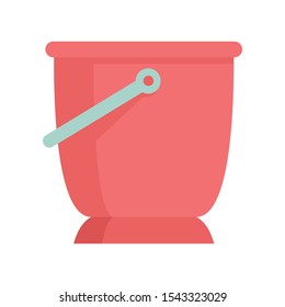 Red bucket flat icon. Vector Red bucket for water in flat style isolated on white background. Element for web, game and advertising