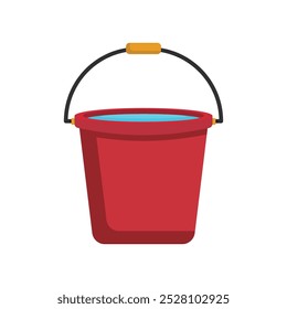 Red bucket flat vector illustration isolated on white background