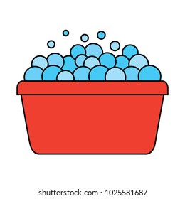 red bucket foam bubbles clean equipment