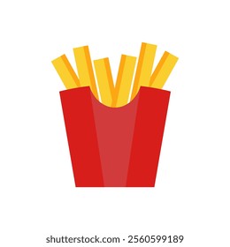 Red bucket french fry vector illustration on white background.