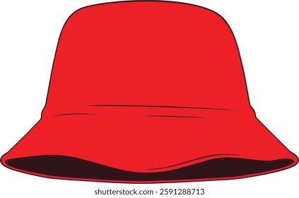 Red Bucket Hat Vector Illustration on White Background