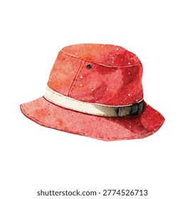 Red bucket hat with white stripe