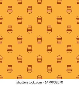 Red Bucket icon isolated seamless pattern on brown background.  Vector Illustration