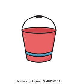 red bucket icon vector design illustration flat cartoon style