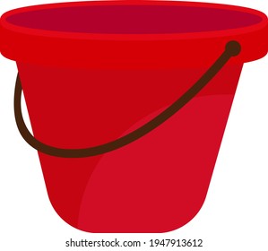 Red bucket, illustration, vector on white background.