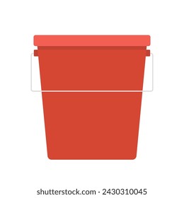 Red bucket vector. Vector illustration full of water red bucket icon, sign or symbols for app. Bucket for garden.