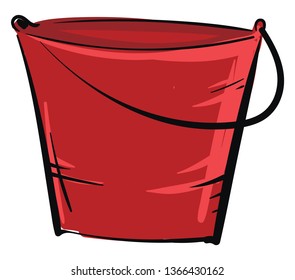 Red bucket vector illustration on white background
