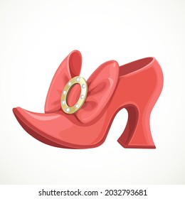 Red Buckle Bow Princess Shoe  Isolated On A White Background