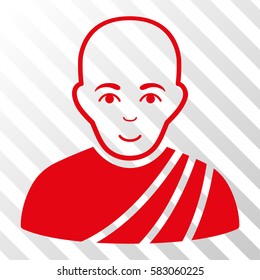 Red Buddhist Monk interface pictogram. Vector pictograph style is a flat symbol on diagonally hatched transparent background.