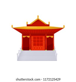 Red Buddhist religious temple vector Illustration on a white background