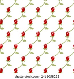 Red Budding Beauty Floral Vector Seamless Pattern can be use for background and apparel design
